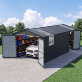 Alora Extra-Large Outdoor Galvanized Steel Outdoor Storage Shed With Skylight Roof (SAK42671)
