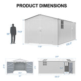 Alora Extra-Large Outdoor Galvanized Steel Outdoor Storage Shed With Skylight Roof (SAK42671)