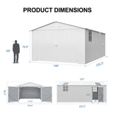Alora Extra-Large Outdoor Galvanized Steel Outdoor Storage Shed With Skylight Roof (SAK42671)