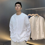 Chinese-style Vintage Mandarin-collar Linen Shirt