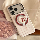 Pearl Bow Magnetic Holder Mobile Phone Case