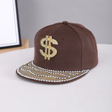 Suitable For Both Men And Women, This Metal Stud Jewelry Features A Wave-shaped Set Of Diamonds. The Hat Has A Flat Brim And Is Perfect For Individualized Outfits.