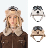 Fleece-Lined Warm, Cold-Weather Ear-Protecting Outdoor Skiing Aviator Glasses And Lei Feng Hat