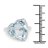 8.30 Carat Genuine Blue Topaz & White Diamond .925 Sterling Silver Ring