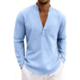 SpringAutumn Loose Linen Men's Casual Breathable Long-Sleeve