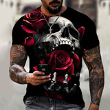 European And American Summer Dark Horror Skull 3D-Printed Mens Short-Sleeve T-Shirt