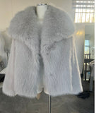 Winter Plush Coat Fashion Warm Thicken Fluffy Lapel Jacket Outwear Casual Long Sleeve Tops Womens Clothing