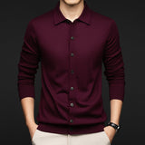 Mens Casual Commuter-style Solid-color Wool Sweater