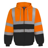 Reflective Hooded Zip-up Sweatshirt With Custom Printing And Embroidery For Export