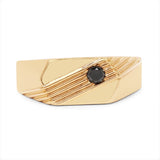 14K Yellow Gold Plated 0.12 Carat Genuine Black Diamond .925 Sterling Silver Ring