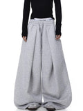 Embroidered Pleated Drawstring Sweatpants For Women Loose Straight Fit