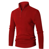 Mens Minimalist Casual Half-zip Turtleneck Sweater
