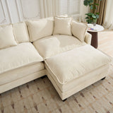 Cloud 4 Seats Sofa (Ottoman is not included) with Chenille Fabric in Beige