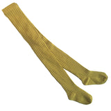 Solid-color Baby Cotton Tights With Ribbed Stripes