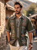 Retro style 3D printed Mens Short sleeve Shirt