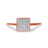 10K Rose Gold 1/3 Cttw Invisible Set Princess Cut Diamond Composite Square Shape Ring for Women (H-I color, I1-I2 clarity) - Size 7