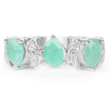 1.87 Carat Genuine Emerald and White Topaz .925 Sterling Silver Ring
