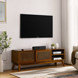 59 Inch Mid Century Modern Rattan TV Stand