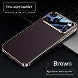 Genuine Leather Litchi-pattern Fully Wrapped Drop-proof Phone Case