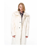 Hand-painted Distressed Long Leather Coat For Men