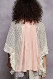 POL Button Down Front Pleated Shirt with Crochet Patch