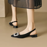 Women's Rhinestone Square Buckle Baotou Sandals