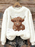 Sweet Crew-neck Top With A Snowman Design