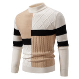 Mens Knitted Sweater With Color-block Design