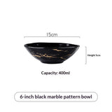 Large Porcelain Bowl With A Marble Pattern For Home Use