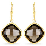 21.40 Carat Genuine Smoky Quartz .925 Sterling Silver Earrings