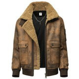 Mens Plus-Size Lapel Fleece-Lined Thickened Casual Jacket