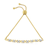 10K Yellow Gold over .925 Sterling Silver 1/10 Cttw Diamond Heart and X-Link 6â€-9â€ Adjustable Bolo Bracelet (H-I Color, I2-I3 Clarity)