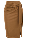 Elegant Monochrome High-waisted Knee-length Skirt For Women