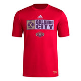 adidas Mens Size Short Sleeve Pre-Game T-Shirt Team Power Red/Orlando City Sc XX-Large Tall