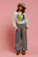 BiBi LOVE Heart Patch Slit French Terry Sweatshirt