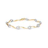 10k Two-Tone Gold 1/3 Cttw Diamond Pave Set Heart S-Link 7.25" Bracelet (I-J Color, I2-I3 Clarity)