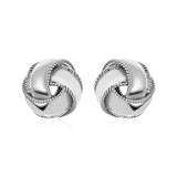 Textured and Polished Love Knot Earrings in Sterling Silver