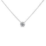 14K White Gold 1/2 Cttw Lab Grown Diamond Modern Bezel-Set Solitaire 16"-18" Pendant Necklace (F-G Color, VS2-SI1 Clarity)
