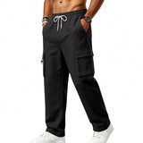 Mens Sporty-casual Multi-pocket Utility Trousers