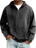 Mens Solid-Color Casual Hooded Zip-Up Sweatshirt