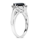 1.99 Carat Genuine London Blue Topaz & White Topaz .925 Sterling Silver Ring