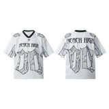Snake Scale Design Mesh Jersey Short Sleeve T-shirt Loose
