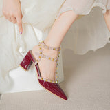 Studded High-heeled Pointed-toe Pumps In Large Sizes
