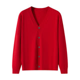 V-neck Knitted Cardigan Coat Men's Andy Velvet Long Sleeve