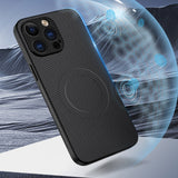 Carbon-fiber-pattern Magnetic Phone Case Matte Protective Cover