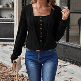 Button Fake 2-piece Sweater Regular Sleeve