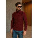 Mens Turtleneck Cable-Knit Sweater In Plus Sizes
