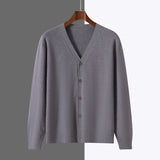 V-neck Knitted Cardigan Coat Men's Andy Velvet Long Sleeve