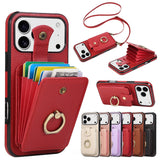 Leather Phone Case With Ring Holder And Card Slot Drop Proof Protective Case