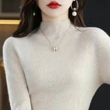 New Slim-fit Figure-flattering Sweater With A Half-high Neckline